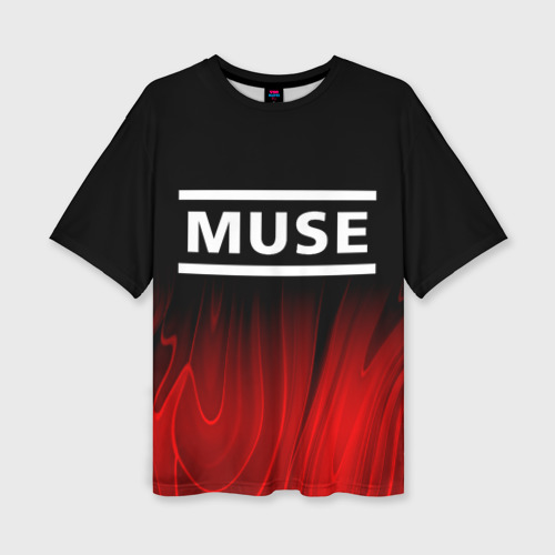 Женская футболка oversize 3D Muse red plasma, цвет 3D печать