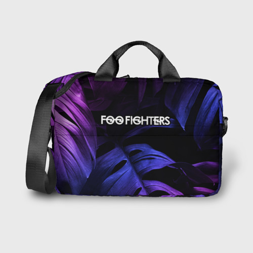 Сумка для ноутбука 3D Foo Fighters neon monstera, цвет 3D печать