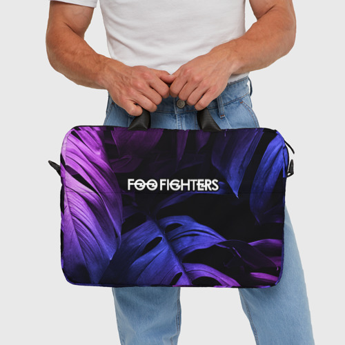 Сумка для ноутбука 3D Foo Fighters neon monstera, цвет 3D печать - фото 5