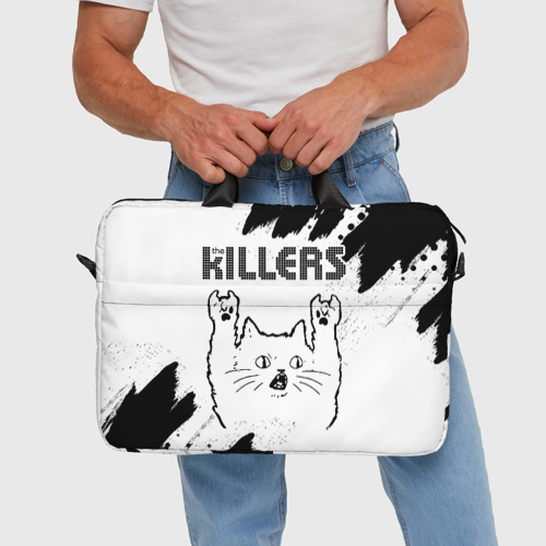 Сумка для ноутбука 3D The Killers рок кот на светлом фоне, цвет 3D печать - фото 5