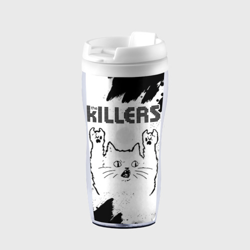 Термокружка-непроливайка The Killers рок кот на светлом фоне