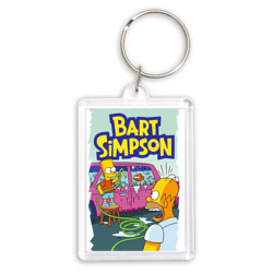 Брелок прямоугольный 35*50 Барт Симпсон устроил из автомобиля аквариум с рыбками