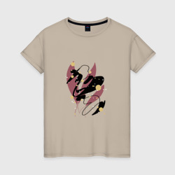 Женская футболка хлопок Абстрактный узор из листьев