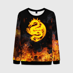Мужской свитшот 3D Огнедышащий дракон и пламя