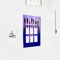 Постер с принтом BTS k-pop Расписание уроков для любого человека, вид спереди №3. Цвет основы: белый