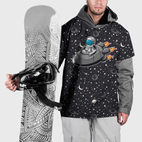 Накидка на куртку 3D Космонавт летит в ракете через звезды, цвет 3D печать