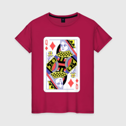 Женская футболка хлопок Игральная карта - дама - королева