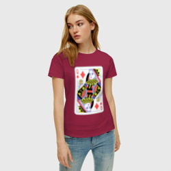 Женская футболка хлопок Игральная карта - дама - королева - фото 2