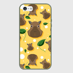 Чехол для iPhone 5/5S матовый Капибары паттерн