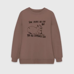 Женский свитшот oversize без начеса хлопок Крутая капибара