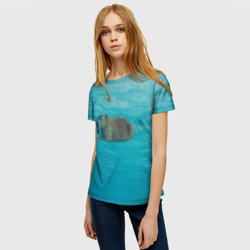 Женская футболка 3D Подводный капибару - фото 2