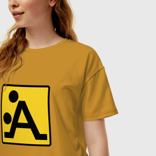 Женская футболка хлопок Oversize Знак - Поза, цвет горчичный - фото 3