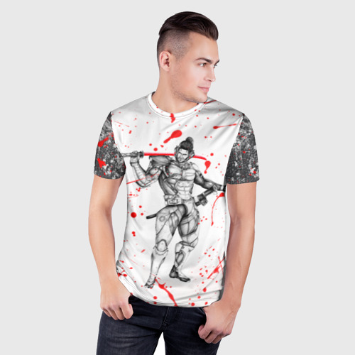 Мужская футболка 3D Slim с принтом Metal gear rising blood, фото на моделе #1