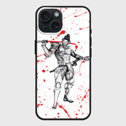 Чехол силиконовый для Apple iPhone 15 матовый Metal gear Rising blood