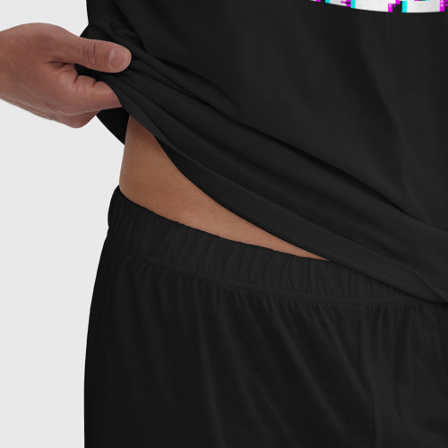 Мужская пижама хлопок Значок Lexus в стиле glitch, цвет черный - фото 6