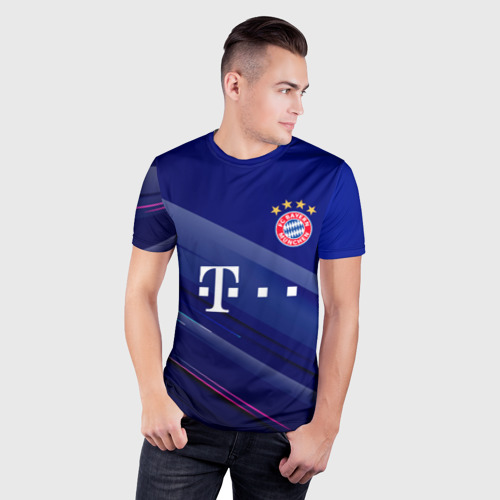Мужская футболка 3D Slim с принтом Bayern munchen Абстракция, фото на моделе #1
