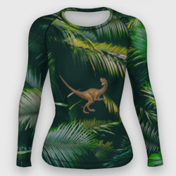 Женский рашгард 3D Динозавр в зарослях джунглей
