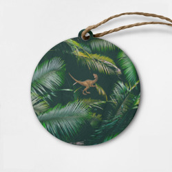 Деревянная игрушка круг Динозавр в зарослях джунглей