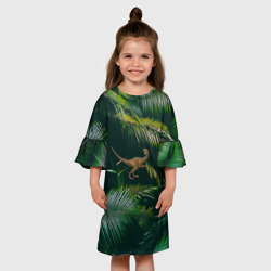Детское платье 3D Динозавр в зарослях джунглей - фото 2