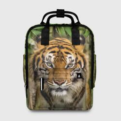 Женский рюкзак 3D Матёрый тигр в зарослях бамбука