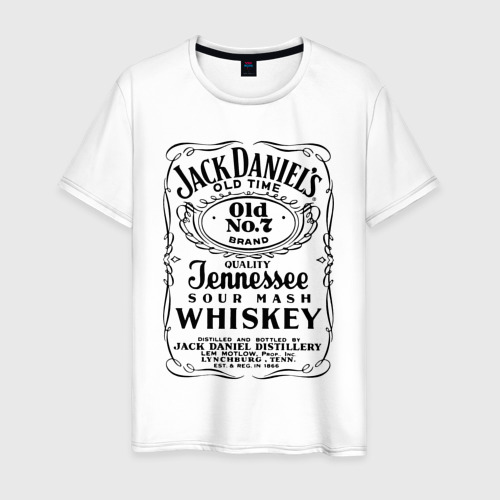 Мужская футболка из хлопка с принтом Виски Джек Дэниелс, вид спереди №1