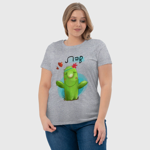 Женская футболка хлопок Кактус: Лав, цвет меланж - фото 6