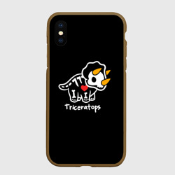 Чехол для iPhone XS Max матовый Динозавр с рогами