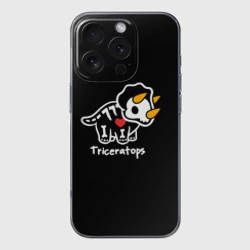 Чехол для iPhone 16 Pro Max силиконовый с защитой камеры Динозавр с рогами