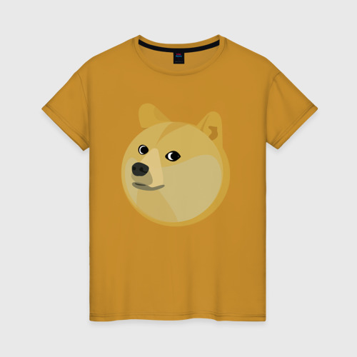 Женская футболка хлопок с принтом Пухленький Пёс Доге, вид спереди #2