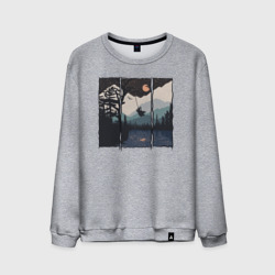 Мужской свитшот хлопок Оранжевая луна и тарзанка