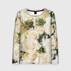 Женский лонгслив 3D Белые Розы, беззащитны шипы