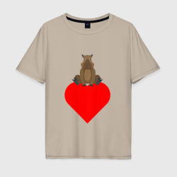 Мужская футболка хлопок Oversize Капибару на сердце