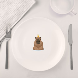 Набор: тарелка + кружка Капибару с птичкой - фото 2