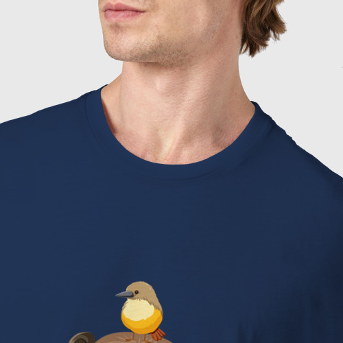 Мужская футболка хлопок Капибару с птичкой, цвет темно-синий - фото 6