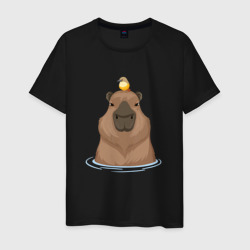 Капибару с птичкой – Мужская футболка хлопок с принтом купить со скидкой в -20%