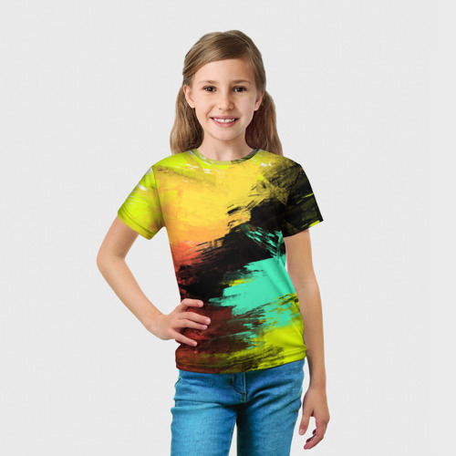 Детская футболка 3D Яркий красочный гранж, цвет 3D печать - фото 5