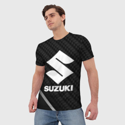 Мужская футболка 3D Suzuki карбон - фото 2