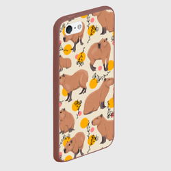 Чехол для iPhone 5/5S матовый Милая капибару паттерн - фото 2