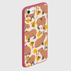 Чехол для iPhone 5/5S матовый Милая капибару паттерн - фото 2