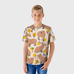 Детская футболка 3D Милая капибару паттерн - фото 2