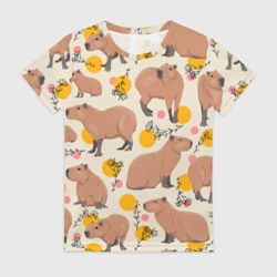 Женская футболка 3D Милая капибару паттерн