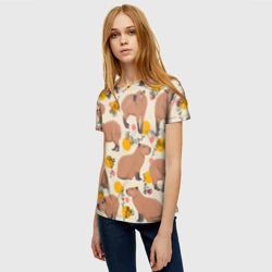 Женская футболка 3D Милая капибару паттерн - фото 2