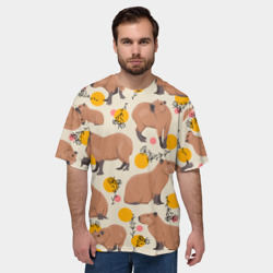 Мужская футболка oversize 3D Милая капибару паттерн - фото 2
