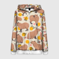 Женская толстовка 3D на молнии Милая капибару паттерн