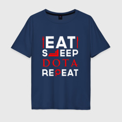 Мужская футболка хлопок Oversize Надпись eat sleep Dota repeat