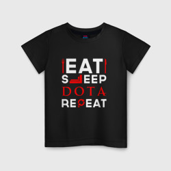 Детская футболка хлопок Надпись eat sleep Dota repeat