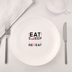 Набор: тарелка + кружка Надпись: eat sleep Lineage 2 repeat - фото 2