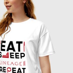 Женская футболка хлопок Oversize Надпись: eat sleep Lineage 2 repeat - фото 2