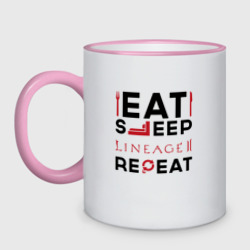 Кружка двухцветная Надпись: eat sleep Lineage 2 repeat