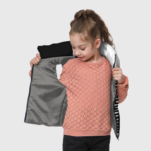 Детский жилет утепленный 3D Minimalism - black and white, цвет светло-серый - фото 5